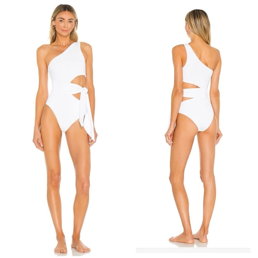 Beach Riot White One-Shoulder Cutout One-Piece Swimsuit